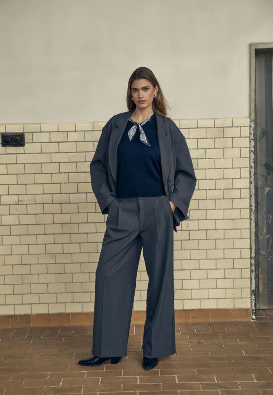 Minus Vivianne Mid Waist Pant Dark Grey  (MI7213-129) - Caramel (Sint-Job-in-’t-Goor)