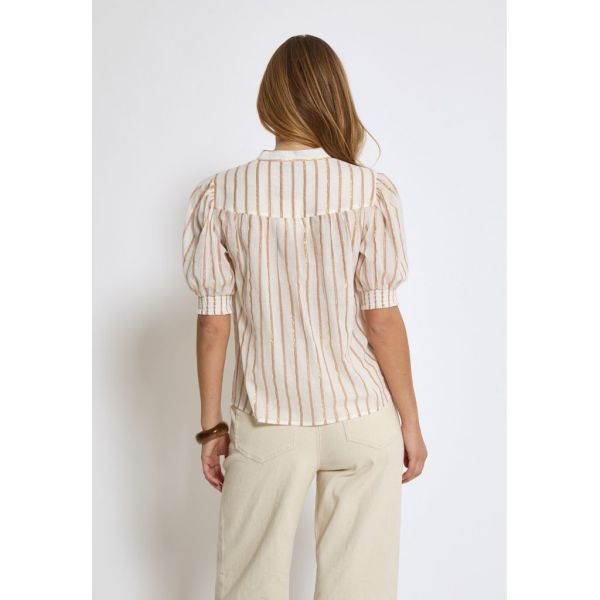 Minus Aleka Blouse Cloud Dancer  (MI6589-235) - Caramel (Sint-Job-in-’t-Goor)