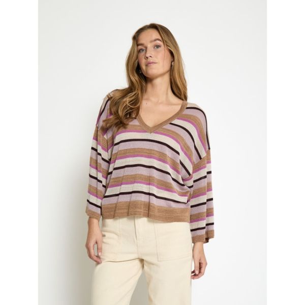 Minus Jolina Knit Pullover Mauve Orchid Metallic  (MI6689-7032M) - Caramel (Sint-Job-in-’t-Goor)