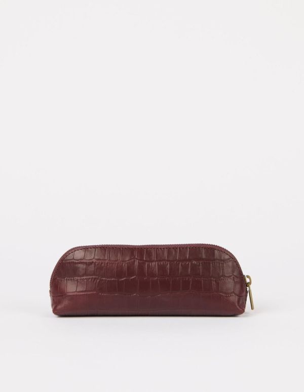 O My Bag Pencil Case Large Dark Cherry Croco Leather  (OMB-E050DI) - Caramel (Sint-Job-in-’t-Goor)