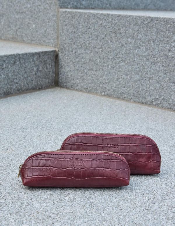 O My Bag Pencil Case Large Dark Cherry Croco Leather  (OMB-E050DI) - Caramel (Sint-Job-in-’t-Goor)