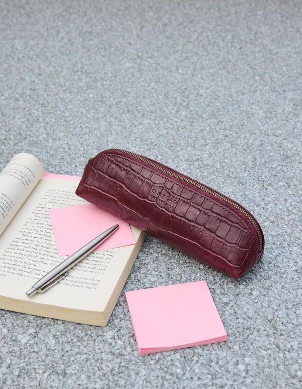 O My Bag Pencil Case Dark Cherry Croco Leather  (OMB-E051DI) - Caramel (Sint-Job-in-’t-Goor)