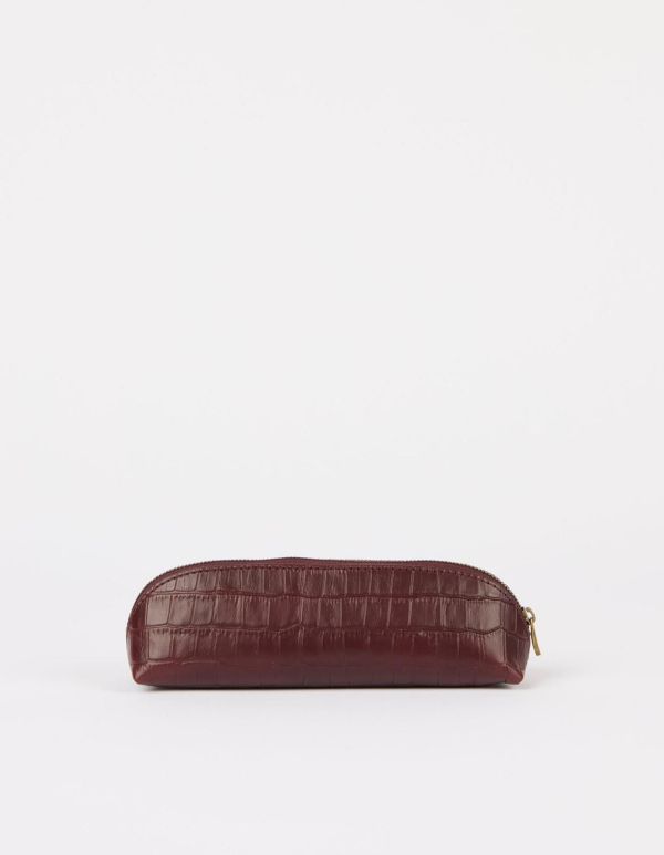 O My Bag Pencil Case Dark Cherry Croco Leather  (OMB-E051DI) - Caramel (Sint-Job-in-’t-Goor)