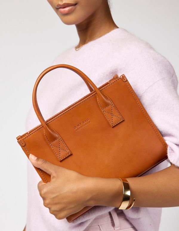O My Bag Jackie Midi Leather Strap Cognac Classic Leather  (OMB-E194BV1) - Caramel (Sint-Job-in-’t-Goor)