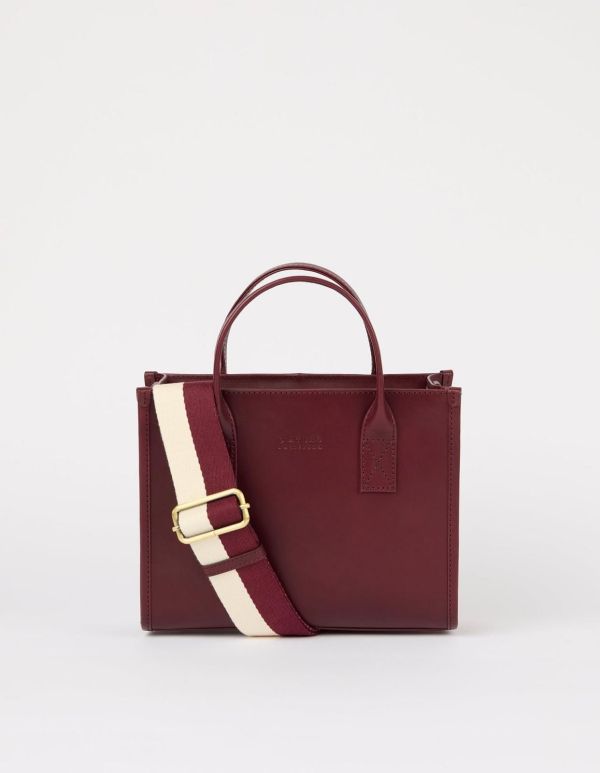 O My Bag Jacki Midi Dark Cherry Classic Leather Webbing Strap  (OMB-E194DV) - Caramel (Sint-Job-in-’t-Goor)
