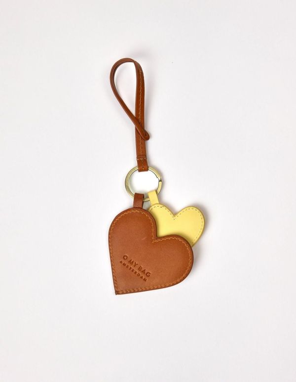 O My Bag Keyring Hearts Cognac Butter Yellow Classic Leather  (OMB-E211BV) - Caramel (Sint-Job-in-’t-Goor)