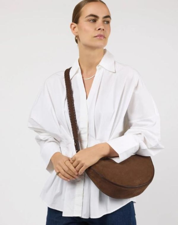 O My Bag Leo Midi Suède Chocolate Brown  (OMB-E217CHSU) - Caramel (Sint-Job-in-’t-Goor)