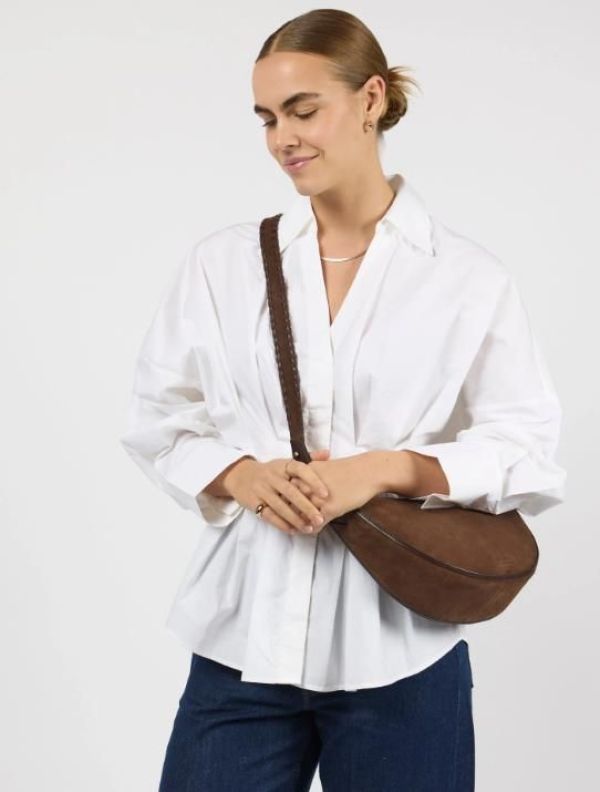 O My Bag Leo Midi Suède Chocolate Brown  (OMB-E217CHSU) - Caramel (Sint-Job-in-’t-Goor)