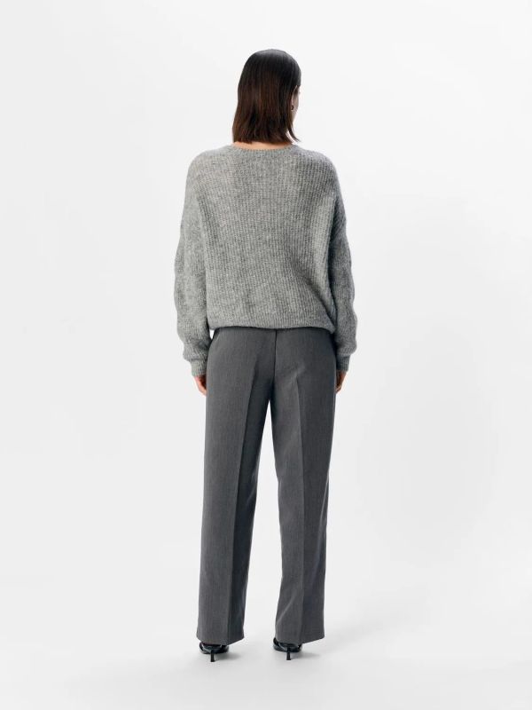 Object Asta Knit RE L/S Pullover Medium Grey Melange  (23045535 medium grey melange) - Caramel (Sint-Job-in-’t-Goor)
