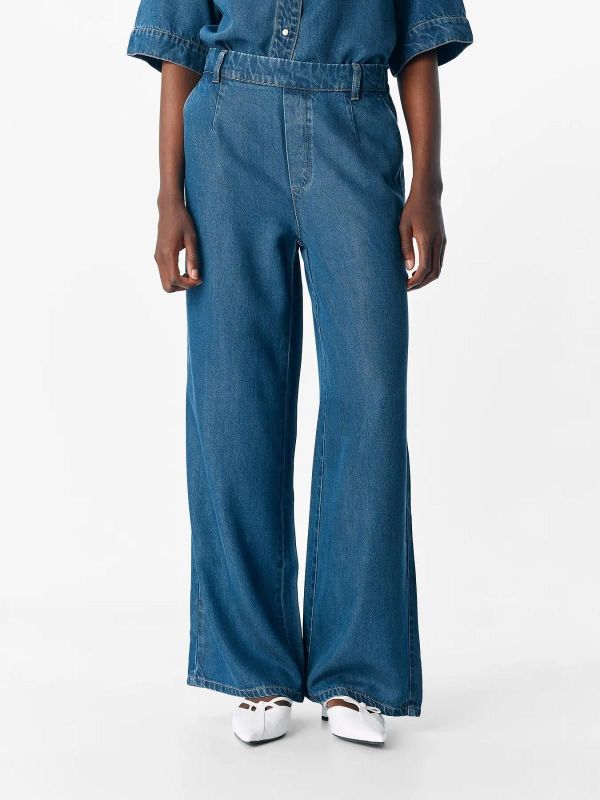 Object Frame Lisa Wide MW Pant Dark Blue Denim Rinse Wash  (23045548 dark  blue denim) - Caramel (Sint-Job-in-’t-Goor)