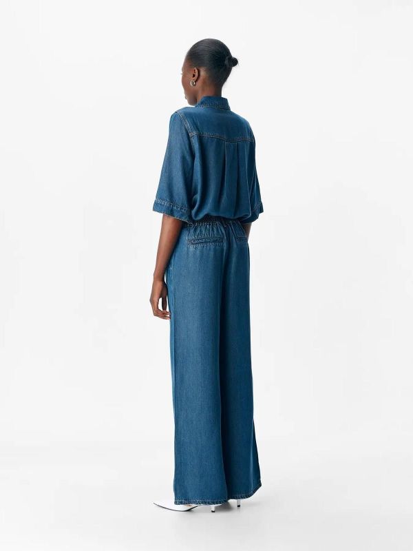 Object Frame Lisa Wide MW Pant Dark Blue Denim Rinse Wash  (23045548 dark  blue denim) - Caramel (Sint-Job-in-’t-Goor)