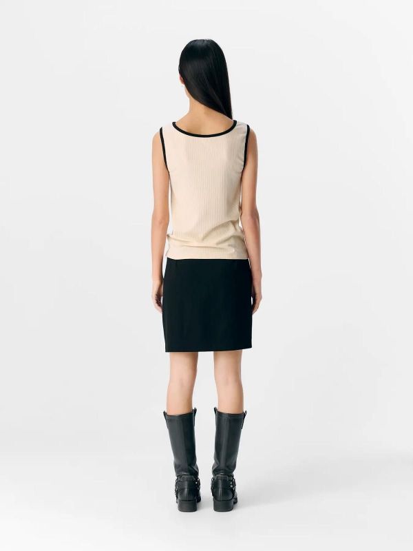 Object Jamie S/L Sli Tank Top Sandshell-Black  (23045692 SANDSHELL BLACK) - Caramel (Sint-Job-in-’t-Goor)