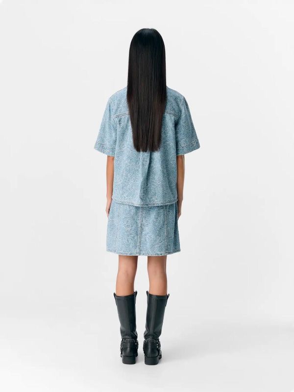 Object Mirwa RE S/S Denim Shirt Light Blue Denim  (23046421 light blue denim) - Caramel (Sint-Job-in-’t-Goor)