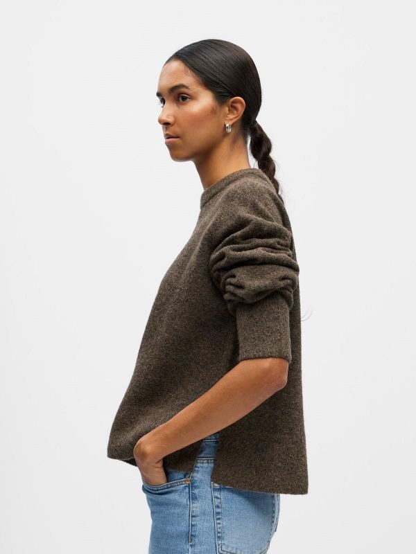 OBJ Juno L/S LO O-Neck Knit Morel Melange  (23046885 MOREL) - Caramel (Sint-Job-in-’t-Goor)