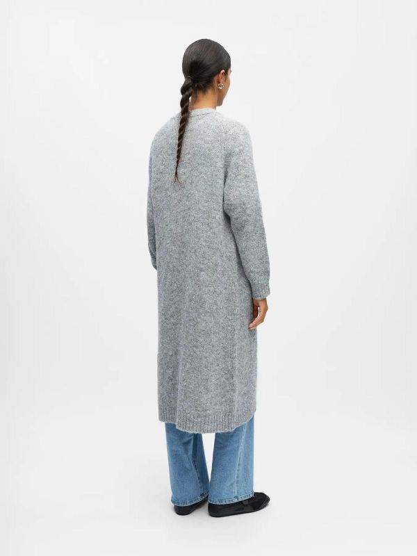 Object Milu LS LO Long Knit Cardigan Medium Grey Melange  (23046904-medium grey melange) - Caramel (Sint-Job-in-’t-Goor)