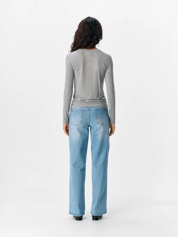 Object Zofia SLi L/S O-Neck Top Noos Medium Grey Melange  (23046951 medium grey melange) - Caramel (Sint-Job-in-’t-Goor)