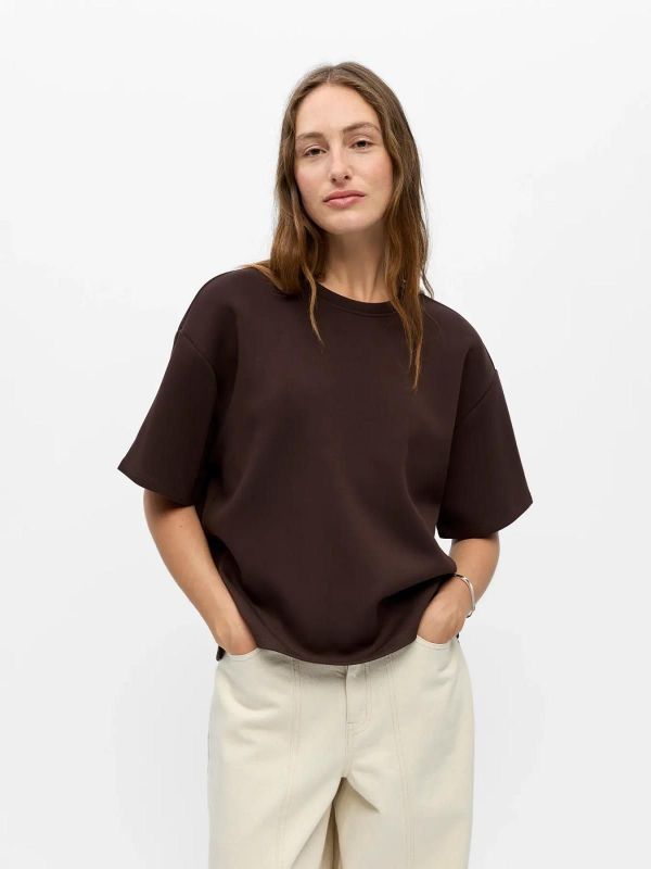 OBJ Andrea RE 2/4 T-Shirt Seal Brown  (23047203 seal brown) - Caramel (Sint-Job-in-’t-Goor)