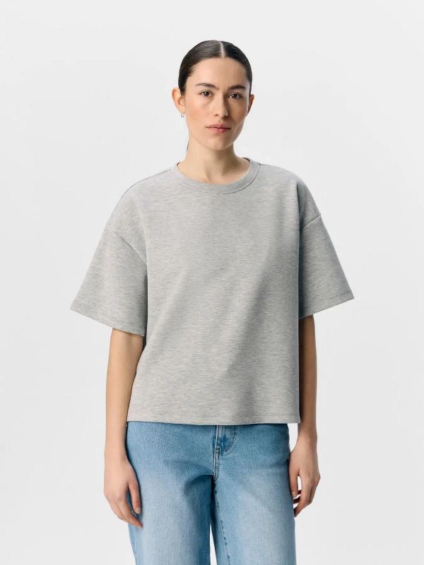 OBJ Andra RE 2/4 T-shirt Light Grey Melange  (23047203 light grey melange) - Caramel (Sint-Job-in-’t-Goor)