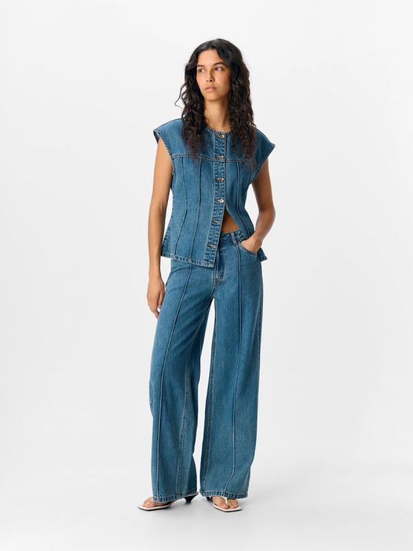 Object Moji Divona MW Wide Jeans Medium blue Denim  (23047248 medium blue) - Caramel (Sint-Job-in-’t-Goor)
