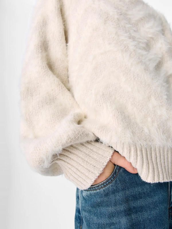 Object Hollow L/S RE Knit Pullover White Sand  (23047266 white sand) - Caramel (Sint-Job-in-’t-Goor)
