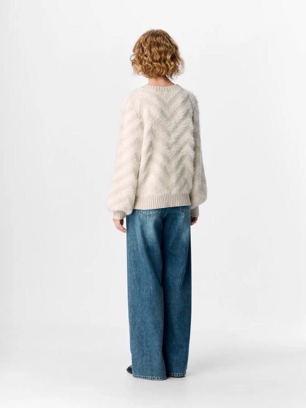 Object Hollow L/S RE Knit Pullover White Sand  (23047266 white sand) - Caramel (Sint-Job-in-’t-Goor)