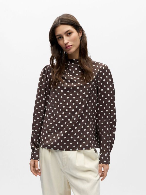 Object Hali L/S RE Highneck Top Seal Brown  (23047943) - Caramel (Sint-Job-in-’t-Goor)