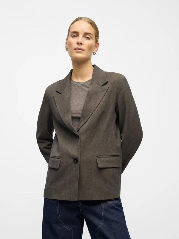 Object Kara L/S LO Blazer Seal Brown Melange  (23048012 SEAL BROWN) - Caramel (Sint-Job-in-’t-Goor)
