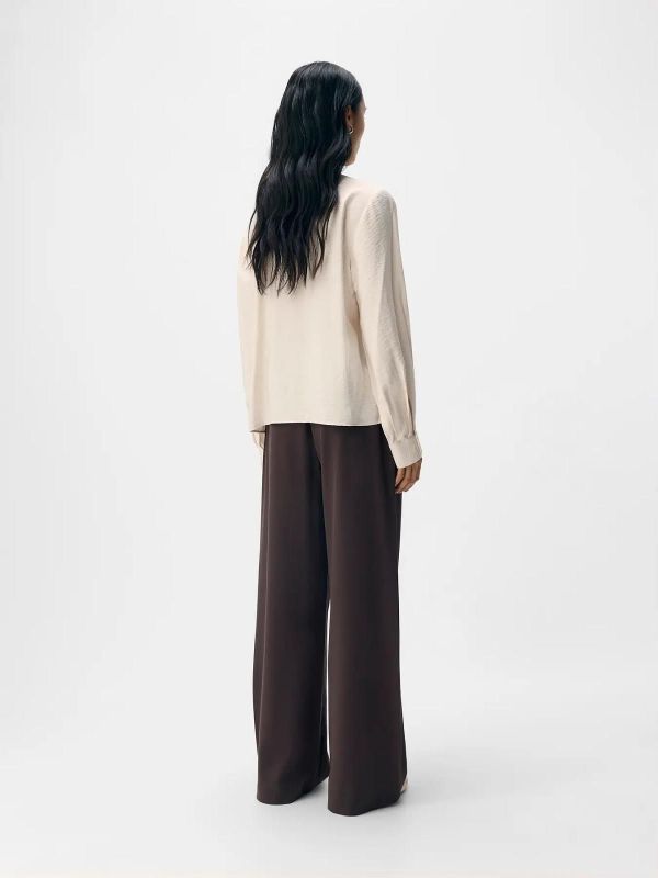 Object Jacira L/S RE Bow Shirt White Sand  (23048076 WHITE SANDE) - Caramel (Sint-Job-in-’t-Goor)