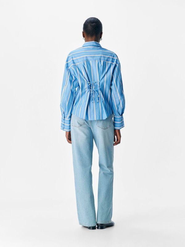 Object Kimberly L/S LO Shirt Cornflower Blue Stripes White  (23048211 CORNFLOWER BLUE) - Caramel (Sint-Job-in-’t-Goor)