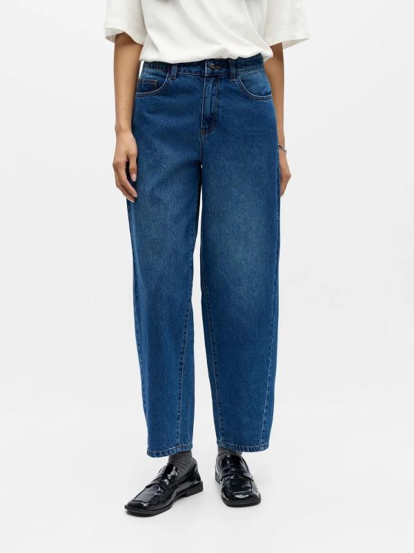 Object Miu Zoe MW Barrel Ankle Jeans Medium Blue Denim  (23048272 MEDIUM BLUE DENIM) - Caramel (Sint-Job-in-’t-Goor)