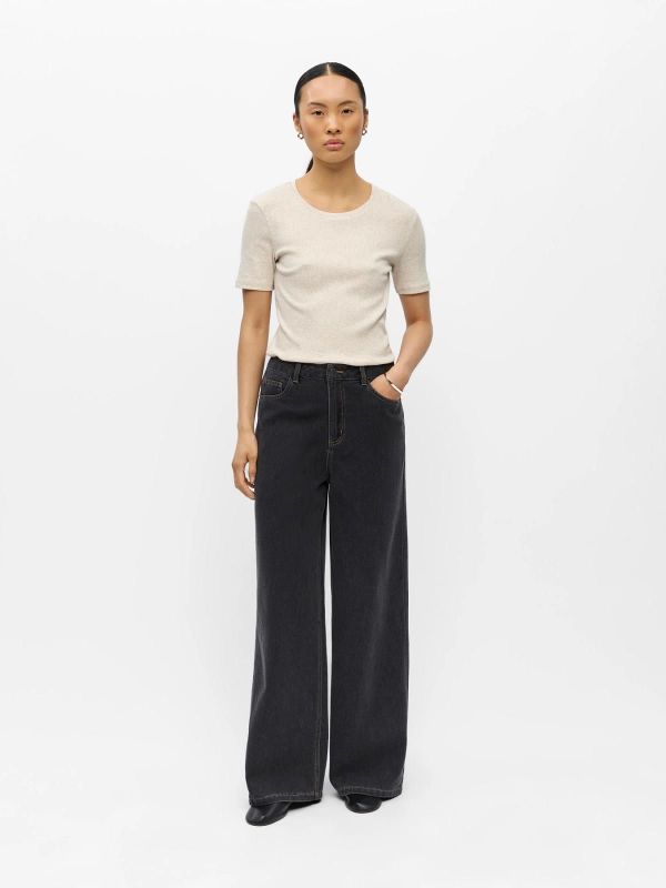 OBJ Luca Tri MW Wide Loose Jeans Black Washed  (23048436 black washed) - Caramel (Sint-Job-in-’t-Goor)
