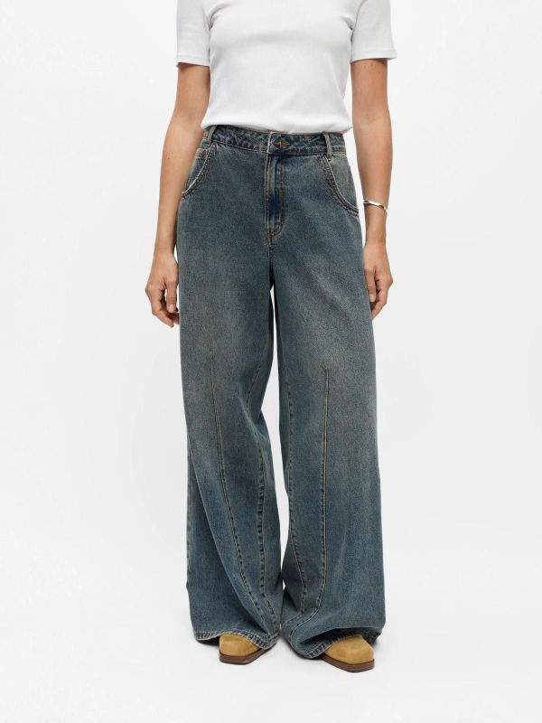 OBJ Dipsy MW LO Long Jeans Medium Blue Denim  (23049597 MEDIUM BLUE DENIM) - Caramel (Sint-Job-in-’t-Goor)