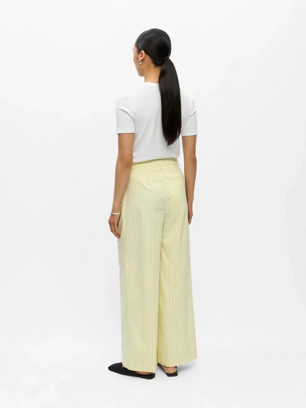 Object Kasja HW LO Wide Pant Tender Yellow Cloud Dancer Pinstripe  (23049628 TENDER YELLOW) - Caramel (Sint-Job-in-’t-Goor)