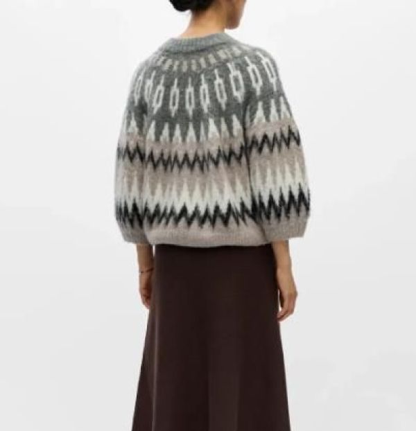 Object Jaade Diana Re Cardigan - Multi/Grijs  (23050125 GUNMETAL) - Caramel (Sint-Job-in-’t-Goor)