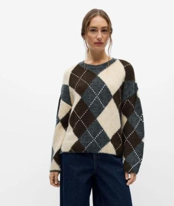 OBJ Brenda LS Lo O-Neck Pullover Noos Medium Grey Melange  (23050543 MEDIUM GREY MELANGE) - Caramel (Sint-Job-in-’t-Goor)
