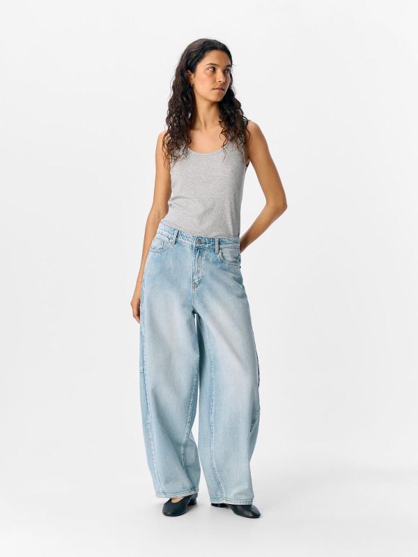 Object Moji Elsa MW Super Barrel Jeans Light Blue Denim  (23047535 LIGHT BLUE ) - Caramel (Sint-Job-in-’t-Goor)
