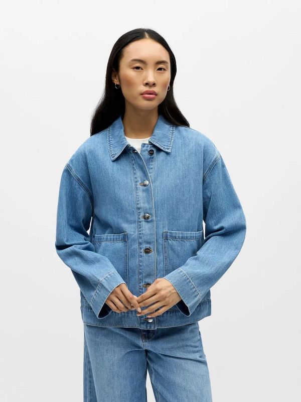 Object Rosie RE L/S Overshirt Light Blue Denim  (23048109 LIGHT BLUE DENIM) - Caramel (Sint-Job-in-’t-Goor)