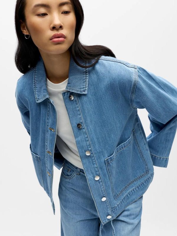 Object Rosie RE L/S Overshirt Light Blue Denim  (23048109 LIGHT BLUE DENIM) - Caramel (Sint-Job-in-’t-Goor)