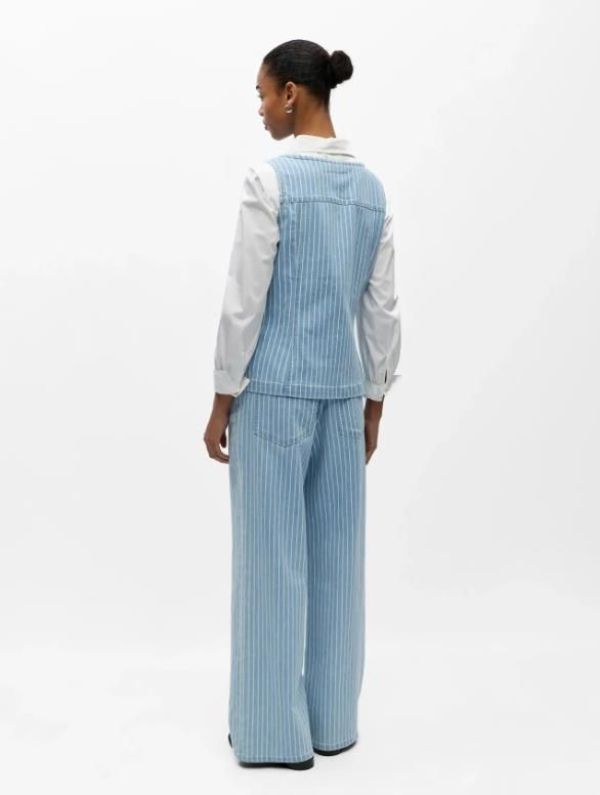 Object Sanni S/L RE Denim Waistcoat Light Blue Denim White  (23048739 LIGHT BLUE DENIM WHITE) - Caramel (Sint-Job-in-’t-Goor)