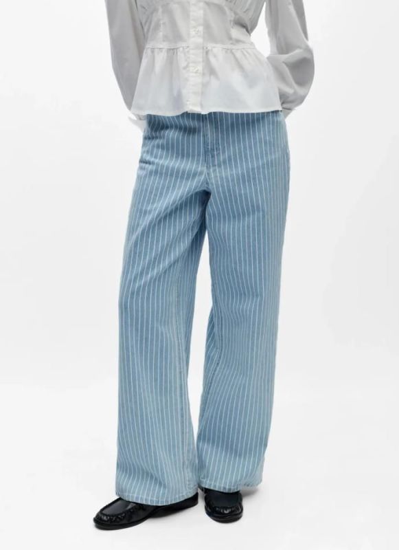 Object Sanni MW Wide Jeans Light Blue Denim White  (23048741 LIGHT BLUE DENIM WHITE) - Caramel (Sint-Job-in-’t-Goor)