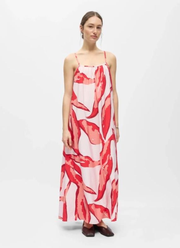 Object Aggie S/L Lo Long Dress Pale Lilac/Lantana  (23048835 Pale Lilac Lantana + poinsettia) - Caramel (Sint-Job-in-’t-Goor)