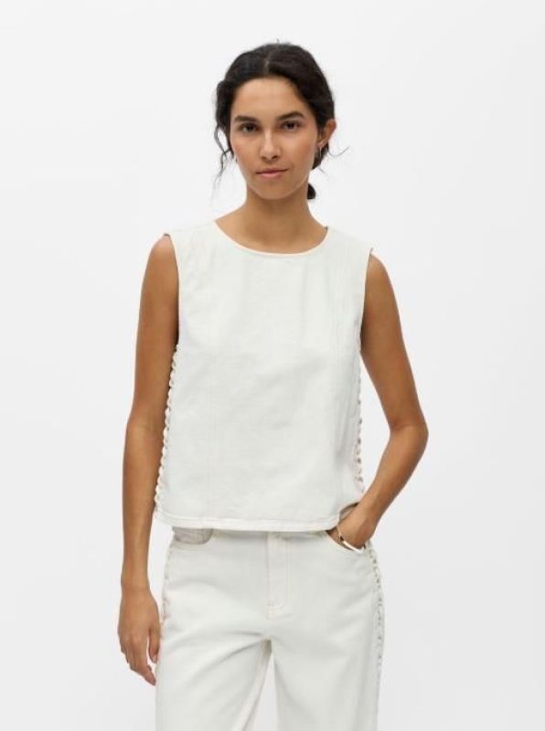 Object Trice S/L RE Denim Top White  (23049170 WHITE) - Caramel (Sint-Job-in-’t-Goor)