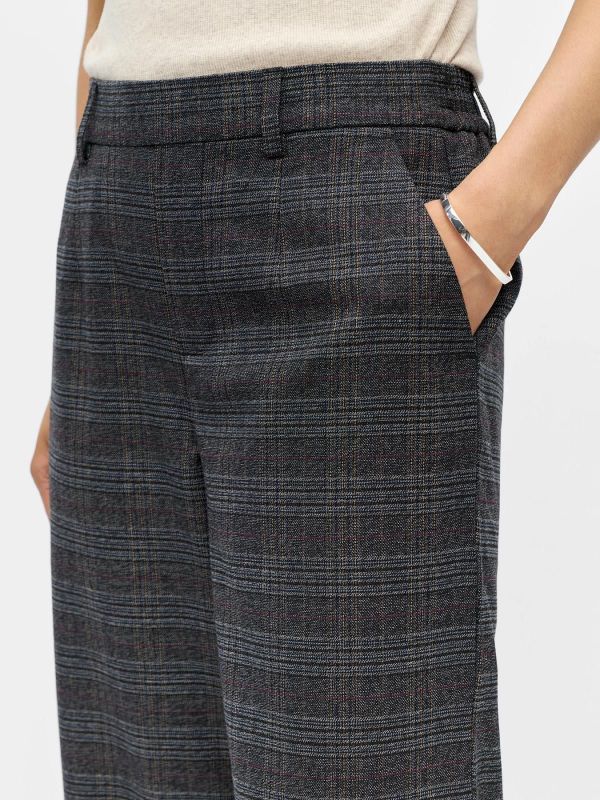 OBJ Lisa Wide Pant Dark Grey Melange Blue/Brown  (23040544 dark grey/blue brown) - Caramel (Sint-Job-in-’t-Goor)