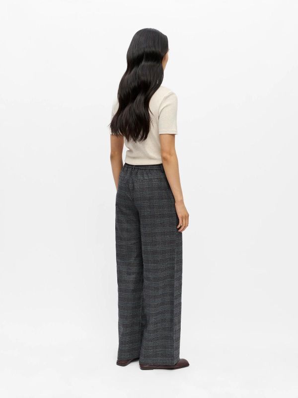 OBJ Lisa Wide Pant Dark Grey Melange Blue/Brown  (23040544 dark grey/blue brown) - Caramel (Sint-Job-in-’t-Goor)