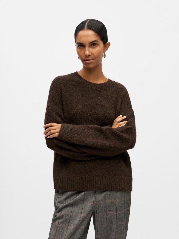 OBJ Saggia LS LO Pullover Seal Brown Melange  (23046258 seal brown) - Caramel (Sint-Job-in-’t-Goor)