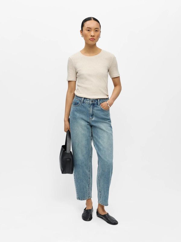 OBJ Miu Zoe MW Barrel Ankle Jeans Light Blue Denim 