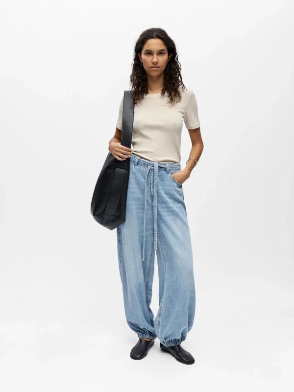 OBJ Lara MW Jogger Pant Light Blue Denim 