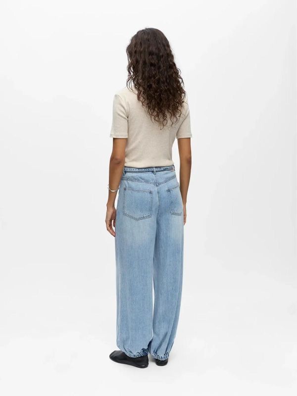 OBJ Lara MW Jogger Pant Light Blue Denim 