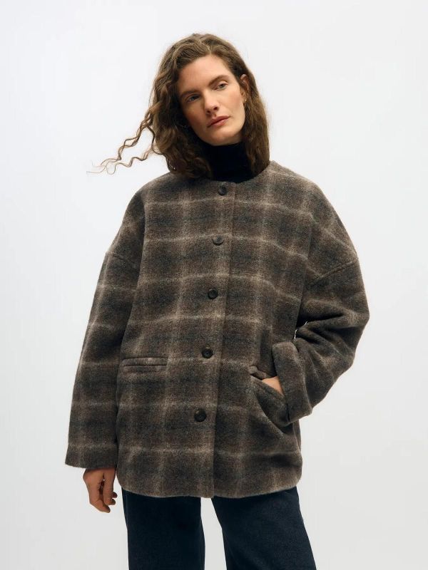 OBJ Masie L/S LO Scarf Jacket Carafe Check  (23049278 carafe check) - Caramel (Sint-Job-in-’t-Goor)