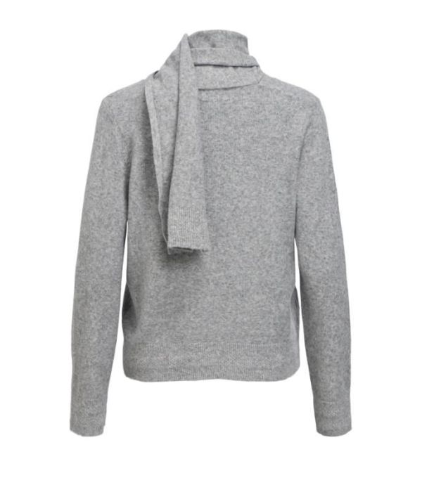 OBJ Chuma  L/S LO Knit Scarf Pullover - Grijs  (23049644 light grey melange) - Caramel (Sint-Job-in-’t-Goor)